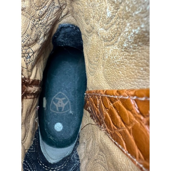 Ariat Fatbaby Cowboy Women's sz 9.5 Western Cowboy Brown Green Leather Boots~EUC - Picture 14 of 16